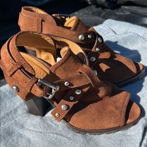 Polo by Ralph Lauren Brown Suede Heeled Sandals- New without tags. Size 38 1/2